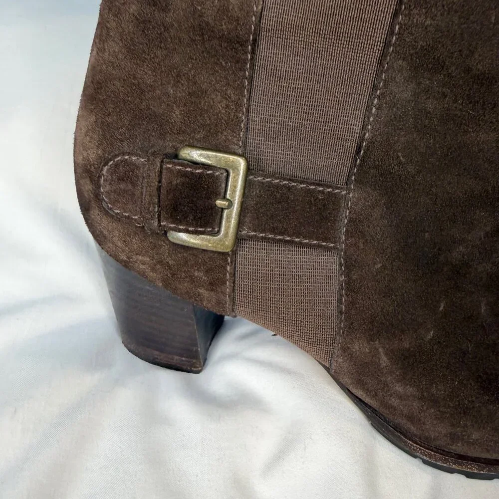 Cole Haan Callan Suede Dark Chocolate Brown Short Ankle Boot - 8